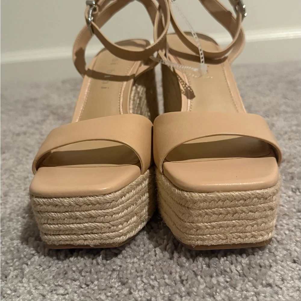 Gianni Bini Tan Wedge Leather Espadrilles with Ankle Straps - Picture 2 of 8